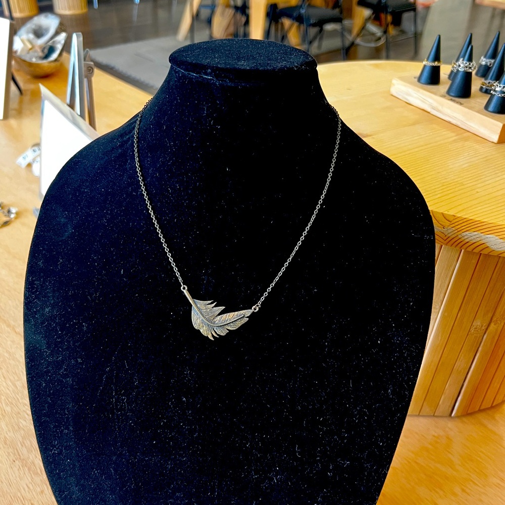 Brass feather necklace